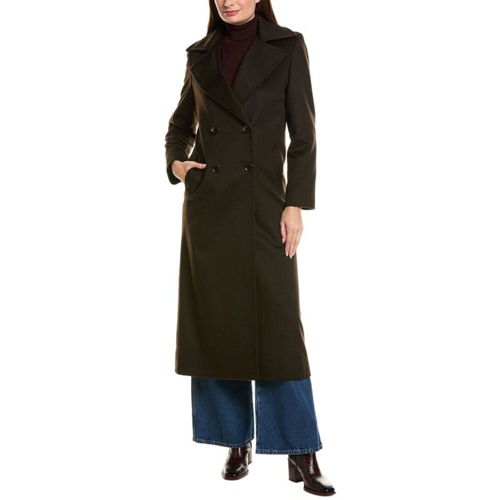 Sofia Cashmere Womens Sofiacashmere Wool & Cashmere-Blend Trench Coat, Brown